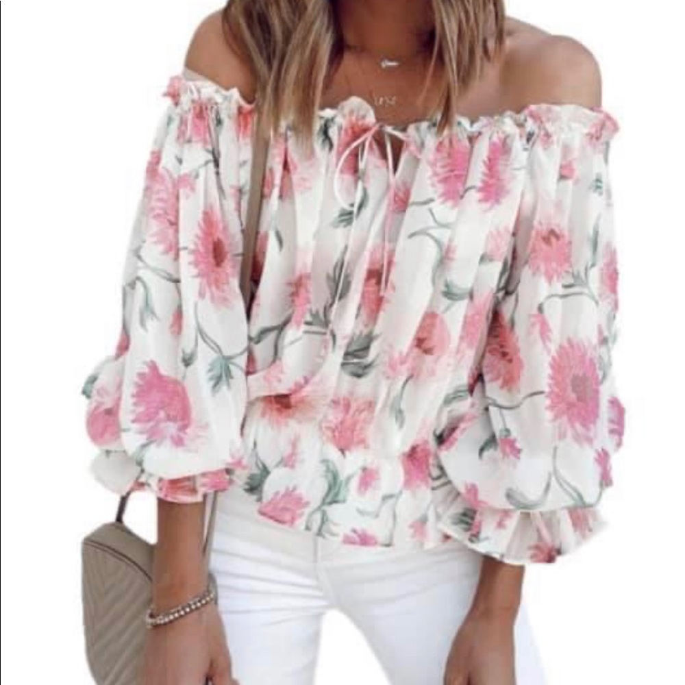 Beautiful off the shoulders sheer blouse
